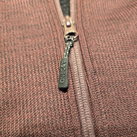 Ascend Men's Dark Brown Zip-Up Sweater with Light Gray Pocket - Picture 3 of 8